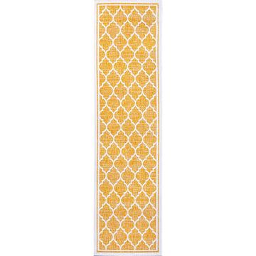 Trebol Moroccan Trellis Textured Weave Indoor/outdoor Runner Rug